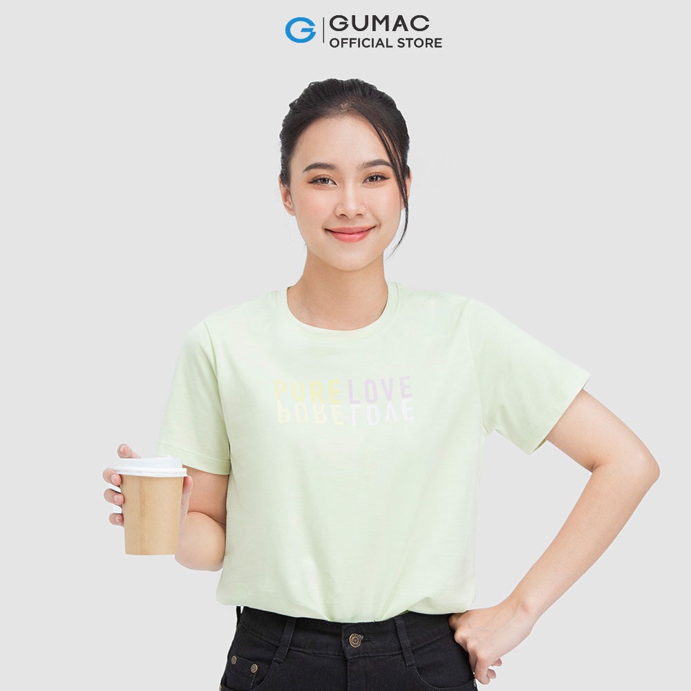 [Mã WABRGUM giảm 10% tối đa 30K đơn 99K] Áo thun nữ cổ tròn thời trang nữ GUMAC thiết kế in chữ ATC05014 | BigBuy360 - bigbuy360.vn