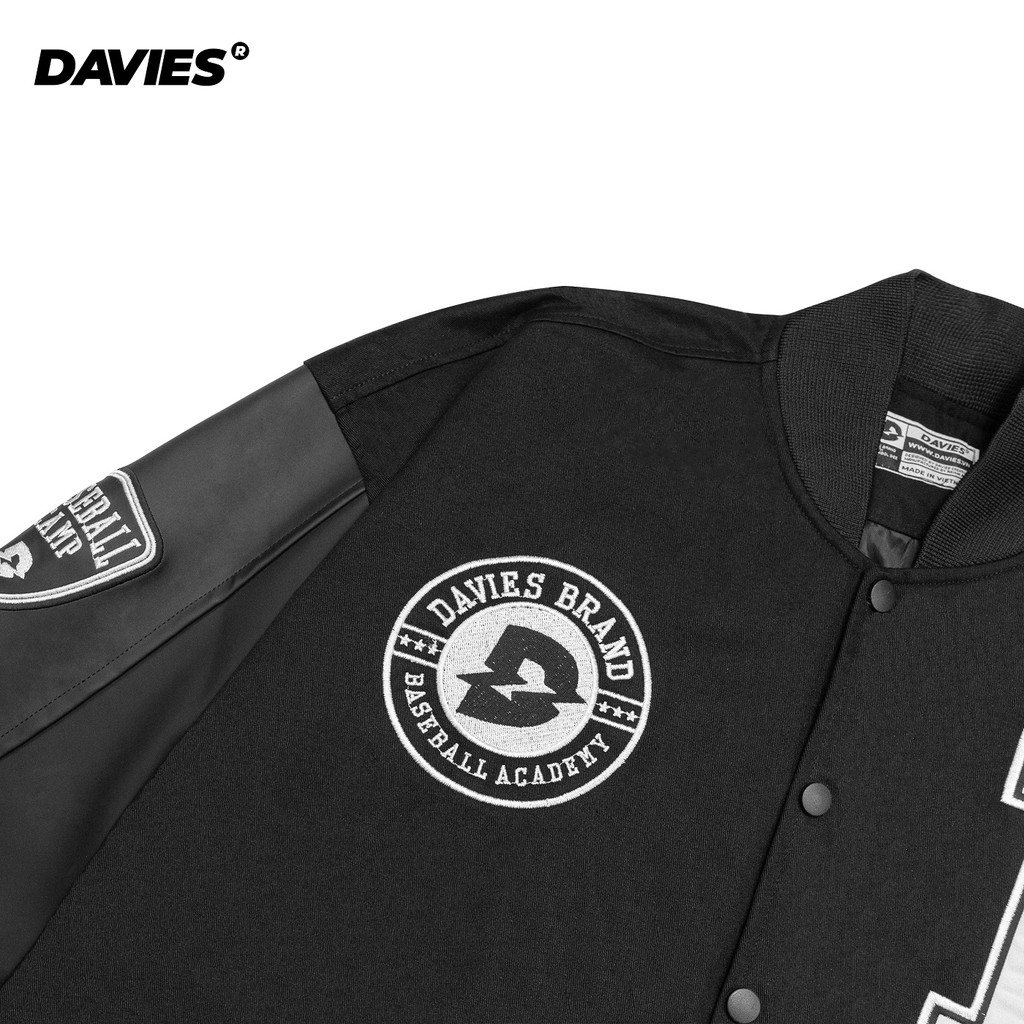 XIÊU RẺ Áo khoác bomber bóng chày thêu chữ Davies brand - Leather Varsity Jacket Baseball Academy Bomber
