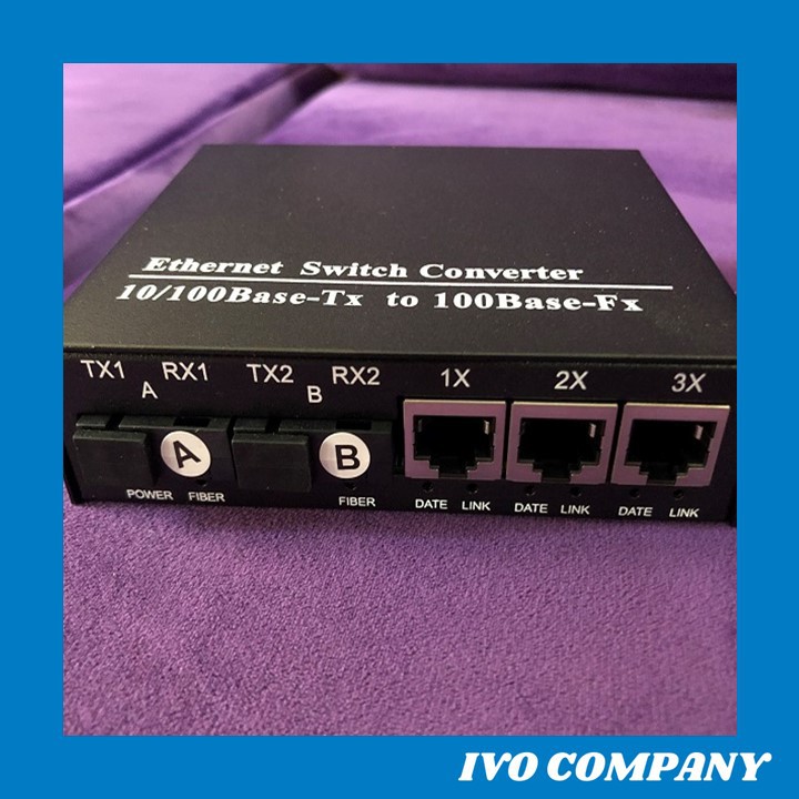 Thiết Bị Chuyển Đổi Quang Điện 1 Sợi Media Converter 1FO 2 Quang 3 LAN 100Mbps