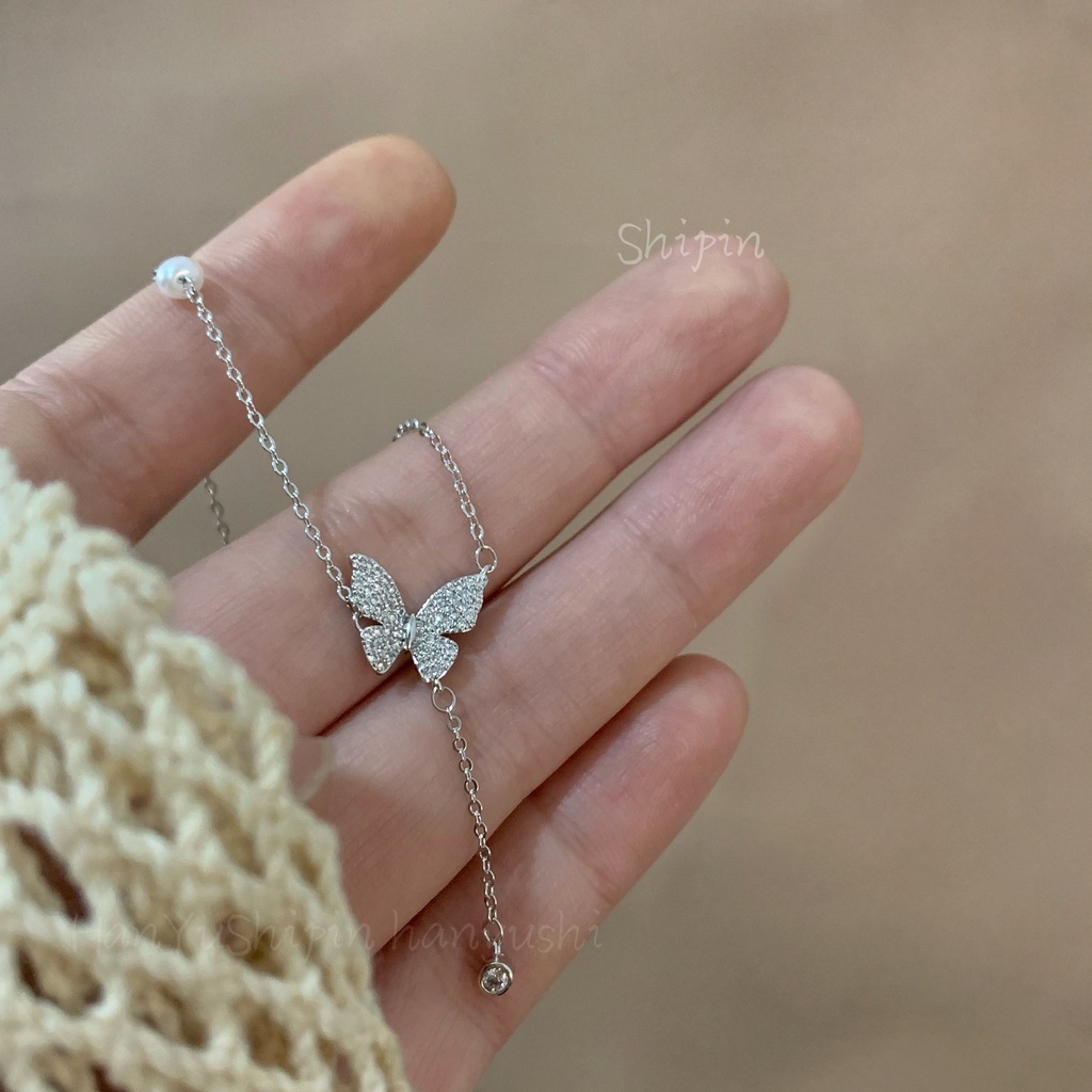 Vòng cổ Đính Ngọc Trai Hình Bướm Xinh Xắn Dành Cho Nữ