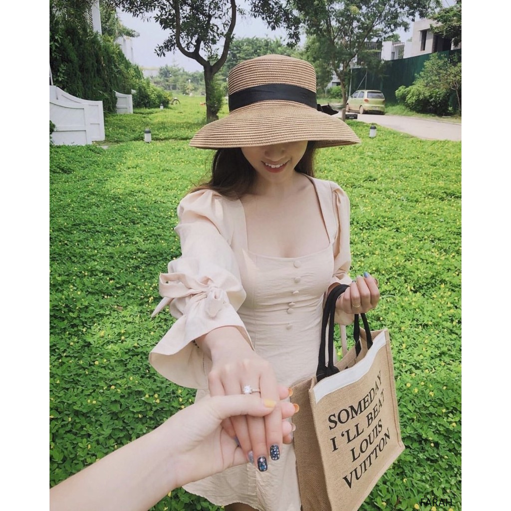 [SALE LỖ] NAPUBEE Đầm xòe dự tiệc cổ vuông tay dài nơ - váy xòe dạo phố FARAH DRESS