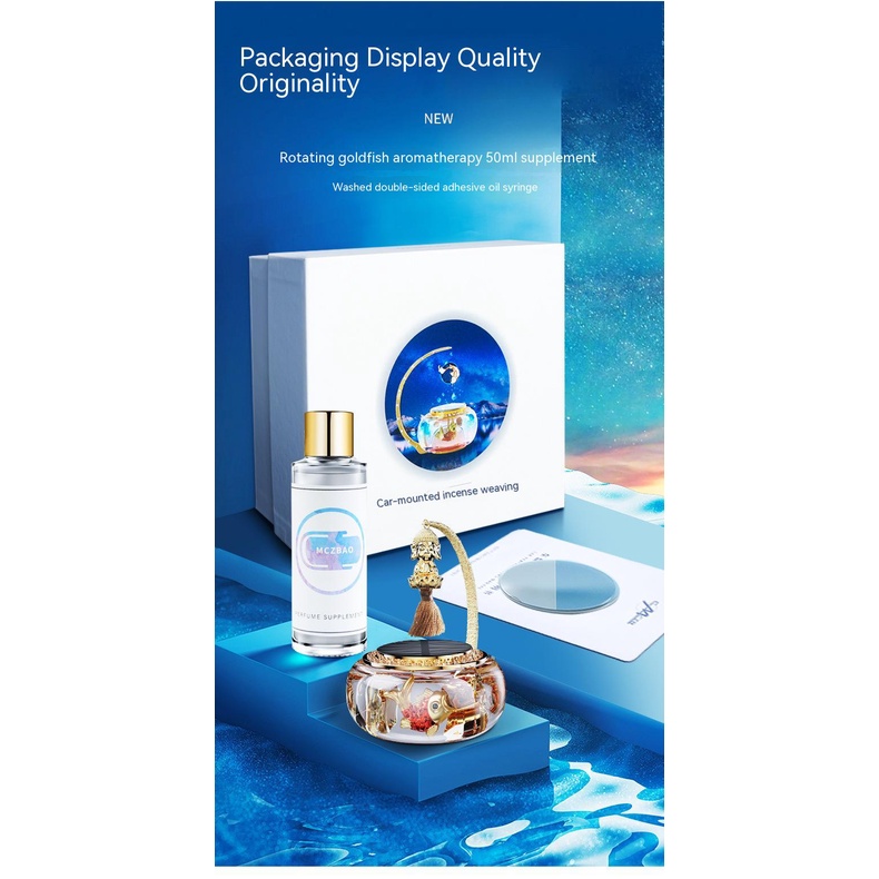 Nước Hoa Hình Cá Vàng Năng Lượng Mặt Trời Xoay Được Trang Trí Xe Hơi