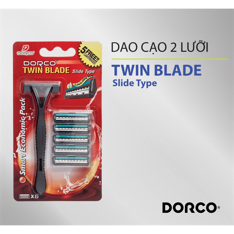 Dao cạo râu 2 lưỡi DORCO MS 1700 kèm 5 đầu dao cạo thay thế