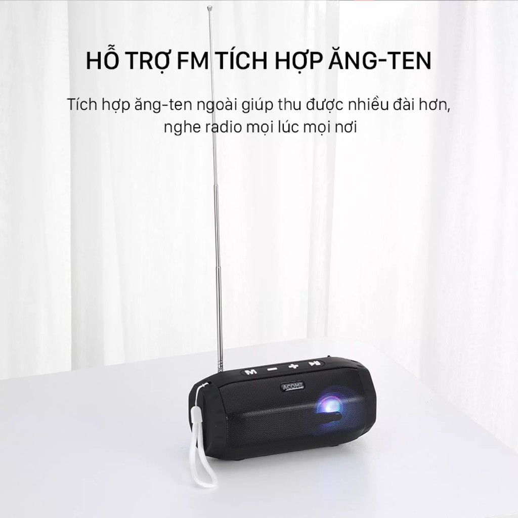 Loa Bluetooth ACOME A3 Công Suất 5W - Hỗ Trợ Kết Nối MicroSD USB Nghe FM - Playtime 8H - HÀNG CHÍNH HÃNG