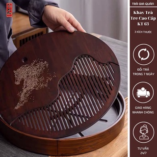 Kt 63 khay trà tre cao cấp hình tròn 3 kích thước