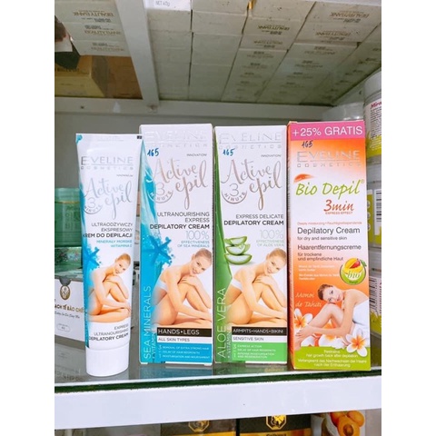 Kem Tẩy Lông Hữu Cơ Eveline 125ml Dành Cho 3 Vùng Bikini, Da Nhạy Cảm Không Gây Kích Ứng