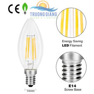 BÓNG LED EDISON C35 [ NHÓT + NẾN ] - [ C35 - 4W ] ĐUI E14 - ÁNH SÁNG [ 2700K - 6500K ]