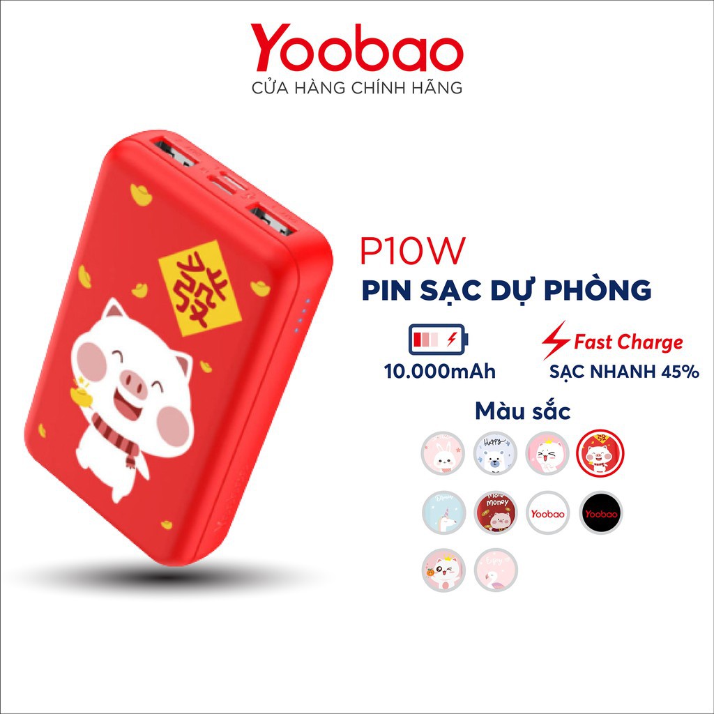 Pin Sạc dự phòng mini Yoobao P10W 10000mAh, Hàng chính hãng, Bảo hành 6 tháng