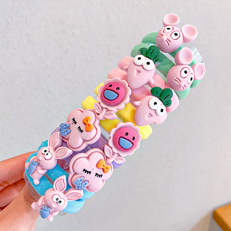 Set 10 dây buộc tóc Haimeikang nylon cao su co giãn hoạt hình dễ thương thời trang mới cho bé gái