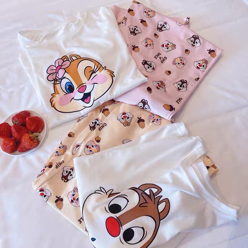 Đồ bộ nữ mặc nhà quần dài hoạ tiết hoạt hình dễ thương kèm áo thun form rộng thoải mái SIB087