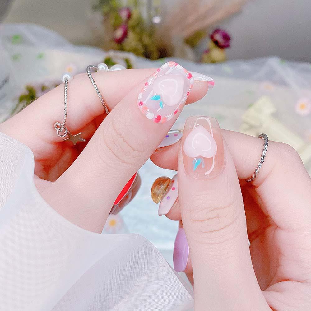 [Hàng mới về] Hạt 3d trang trí móng tay nghệ thuật thiết kế hình trái tim trong suốt phong cách Nhật Bản quyến rũ
