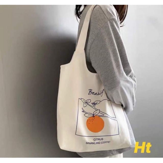 Túi sách to quai tròn quả cam
