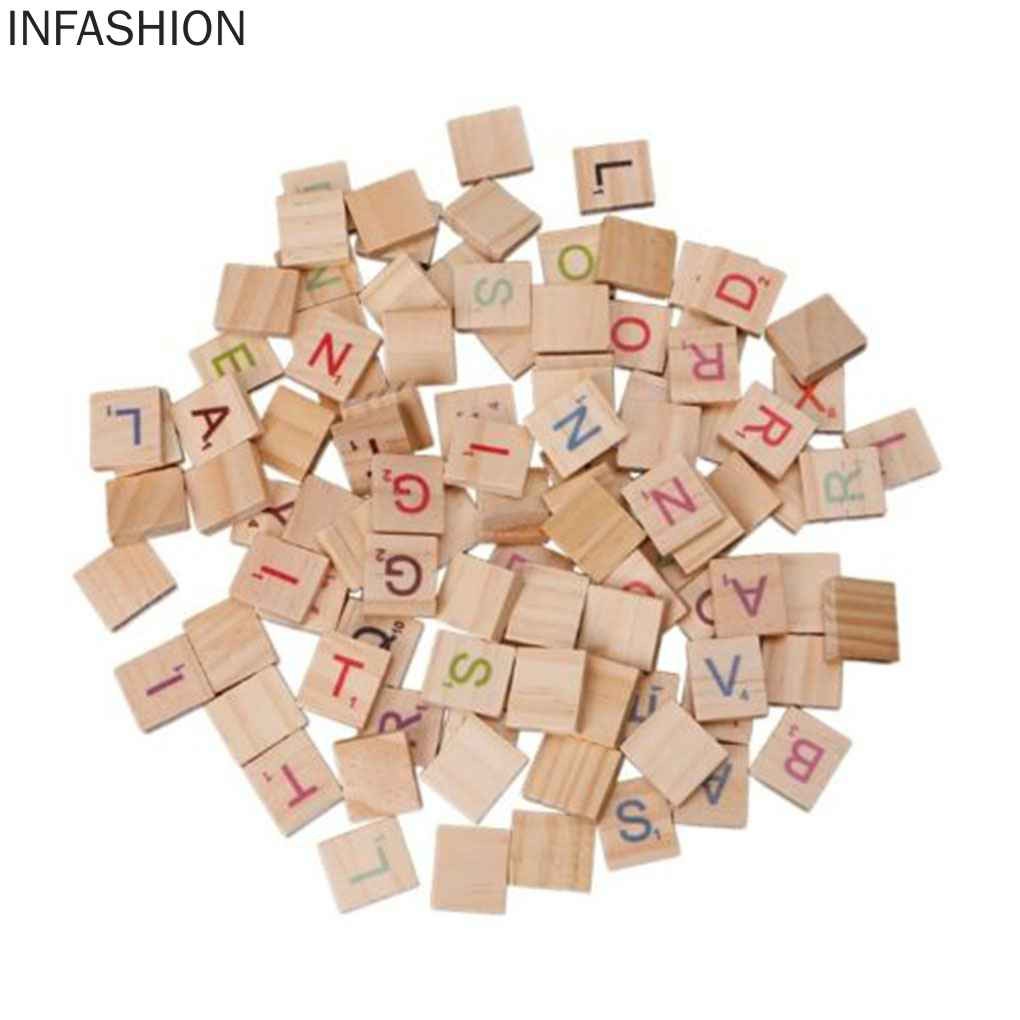 Set 100 Miếng Gỗ Vuông In Chữ Cái Cho Bé