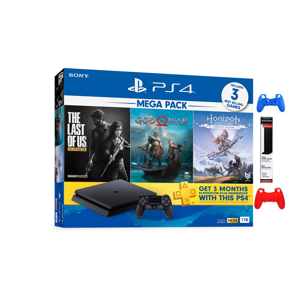 Bộ Máy Playstation 4 Slim Cuh 2218b  Mega Pack Bundle ( 3 Game+ Balo) Tặng Đế Đứng &Bao Silicon- BH 12 tháng