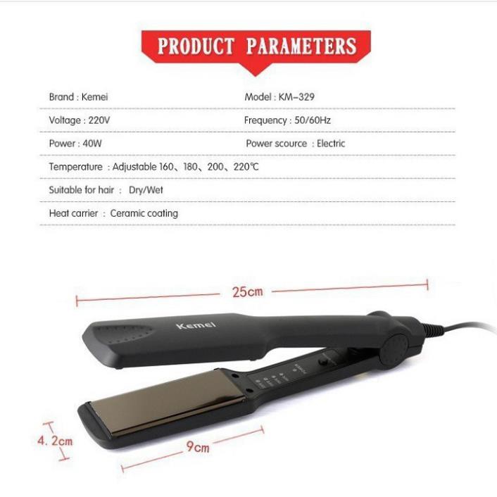Máy Làm Thẳng Tóc Máy duỗi tóc đa năng 4 Mức Chỉnh Nhiệt Kemei KM 329