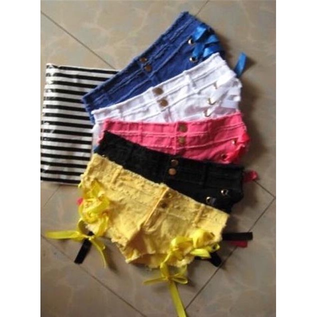 ﹉Quần short DUNEA vải denim lưng cao phong cách quyến rũ cho nữ