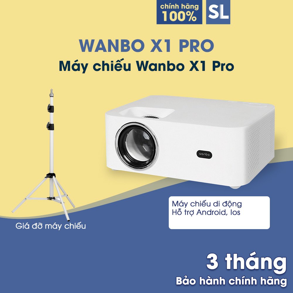 Máy chiếu Wanbo X1 Pro-Android 9.0 hỗ trợ điện thoại di động và máy chiếu 4k xem phim đồng thời (kết nối WiFi)