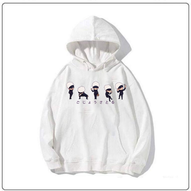 Áo hoodie dáng rộng in hình anime Jujutsu Kaisen Lil Gojo phong cách Harajuku thời trang mùa thu cho nam và nữ