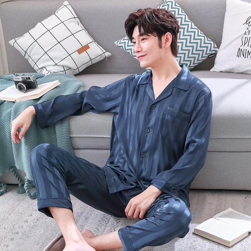 N9371 - Bộ pyjama nam dài tay chất lụa | BigBuy360 - bigbuy360.vn