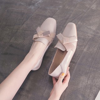 ORDER giày bệt da mềm thắt nơ
