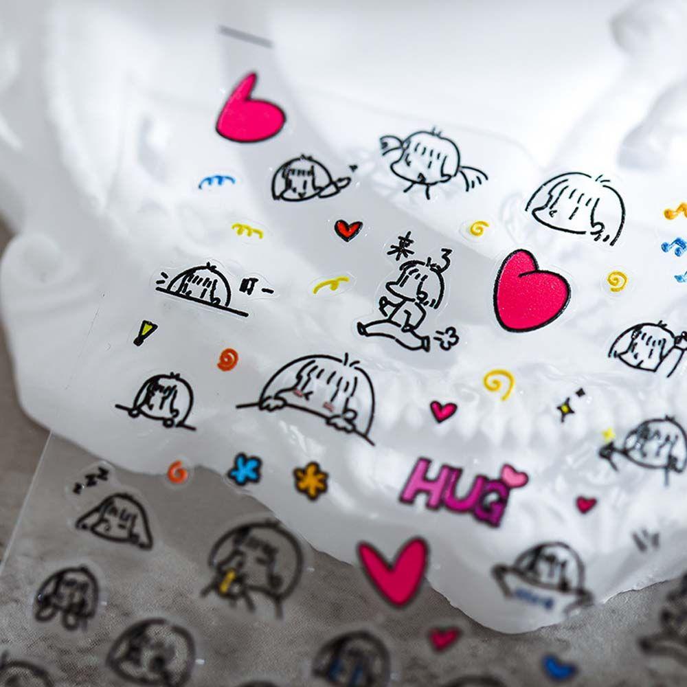 Miếng Dán Trang Trí Móng Tay Tự Dính Họa Tiết Hoạt Hình Gấu Pooh / Vịt Xinh Xắn