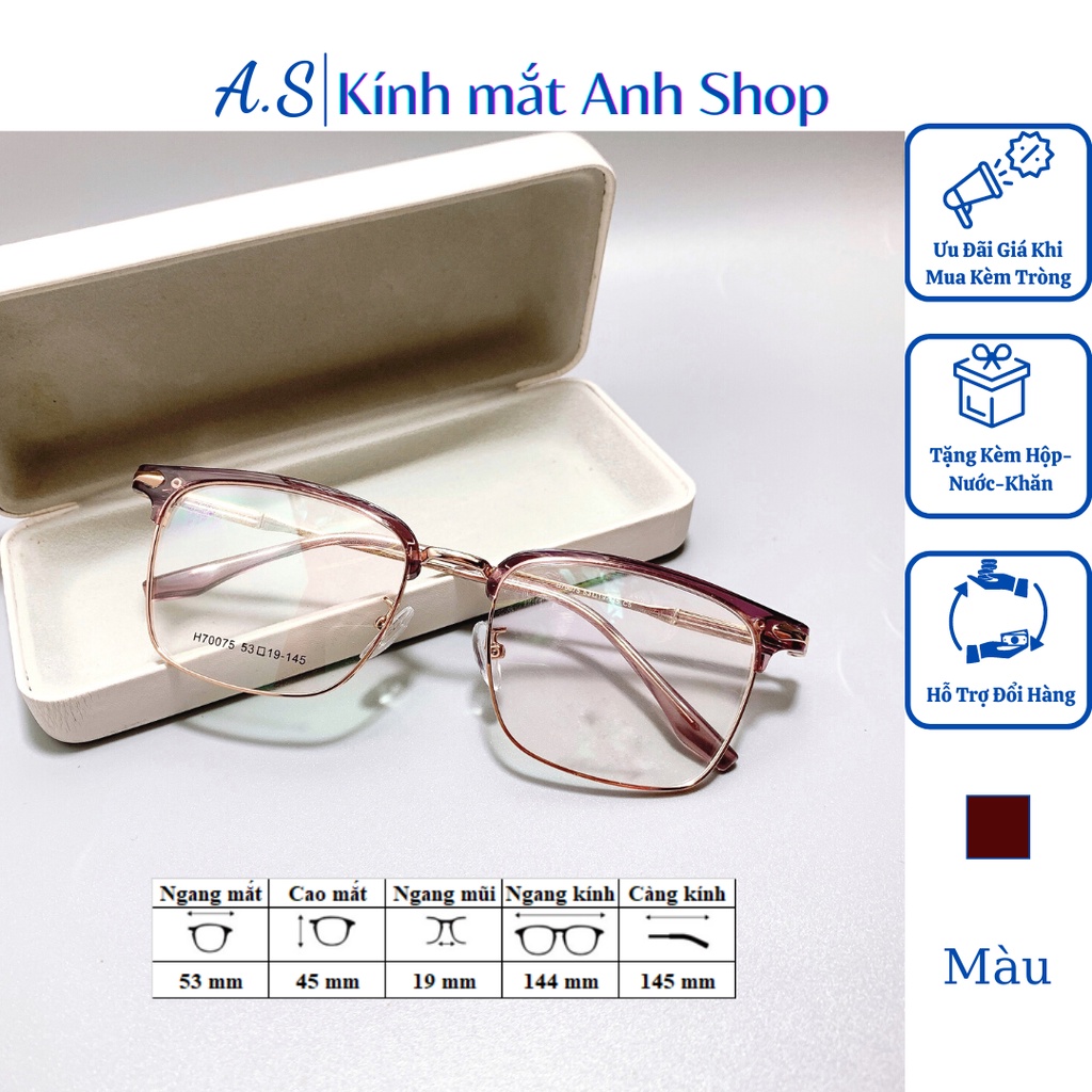 Gọng kính mắt thời trang nam nữ thiết kế kiểu dáng vuông chắc chắn cứng cáp 70075