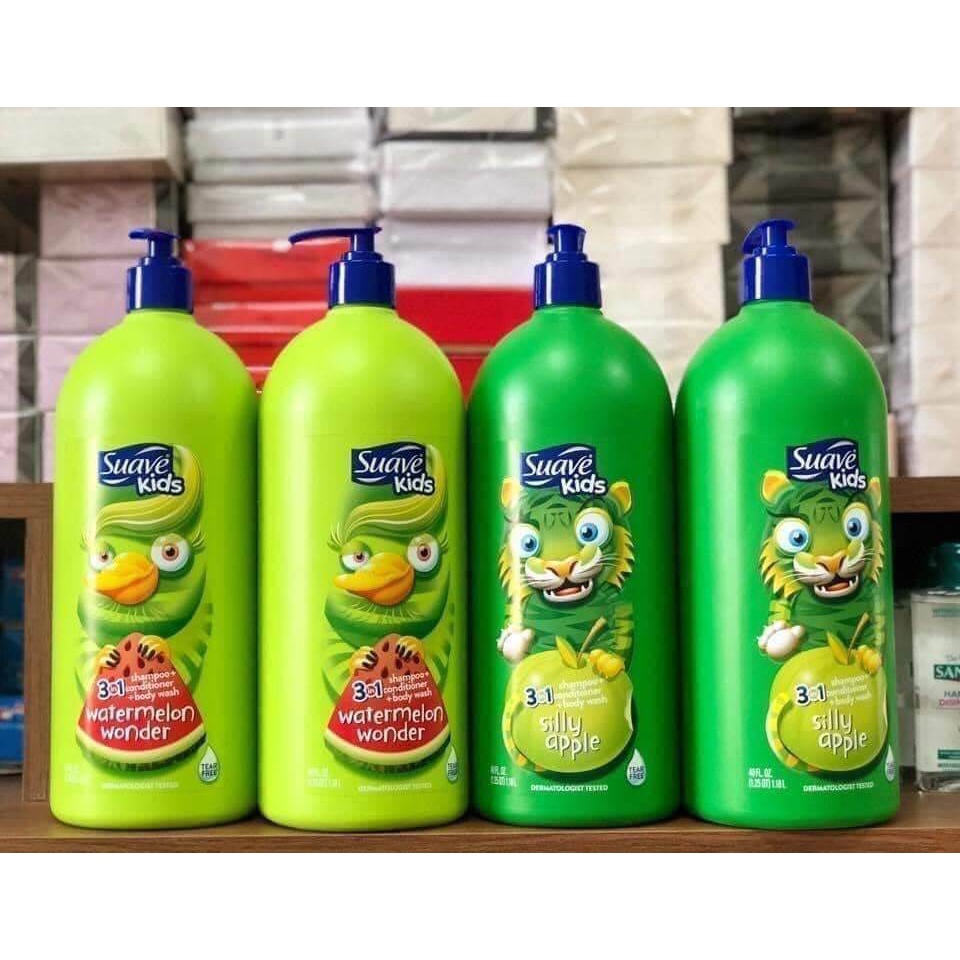 [ Hàng Mỹ] Sữa Tắm Gội Xả 3in1 SUAVE KIDS 1.18L Hương Trái Cây Cho Bé - Sữa Tắm Trẻ Em Suave Kids Thiên Nhiên