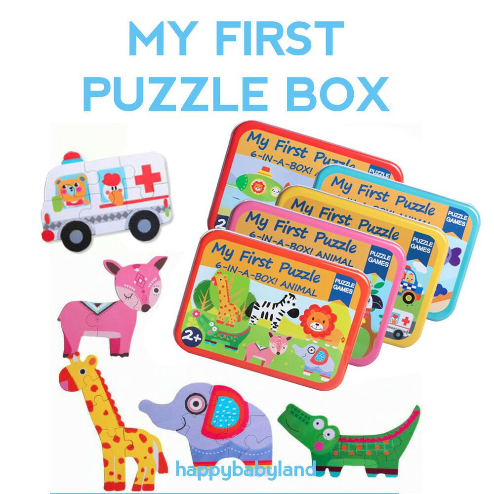 Bộ ghép hình  MY FIRST PUZZLE 6-in-a-box - Hộp thiếc - Gồm 6 bức tranh nhỏ cho bé tập làm quen thế giới