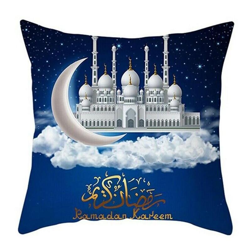 Bao gối vuông một mặt 45*45 bằng polyester in họa tiết Eid Mubarak