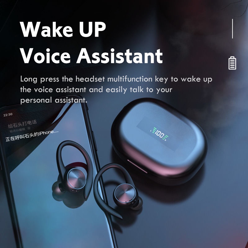 Tai nghe Bluetooth thể thao không dây có micrô Móc tai chống nước IPX5 Tai nghe âm thanh nổi Hi-Fi