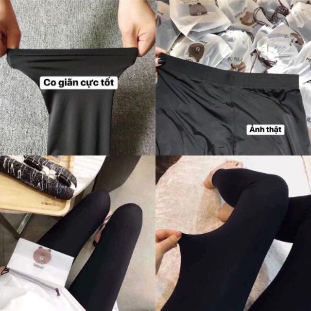 Quần legging nữ túi gấu Brown màu đen co giãn 4 chiều | BigBuy360 - bigbuy360.vn