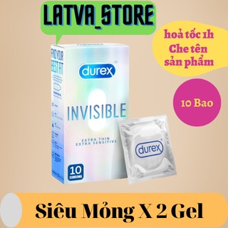 Bao cao su durex invisible hộp 12 bao siêu mỏng tăng cảm xúc.
