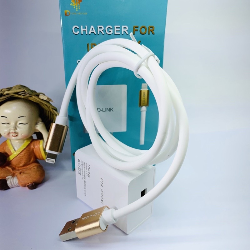 Bộ cáp sạc 2.1A siêu cấp cho IP, Bảo hàng 3 năm lỗi 1 đổi 1. Model LD2.1A