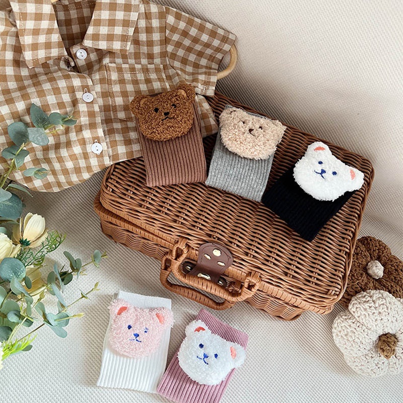 Tất Dài Mềm Mại Hình Gấu Hoạt Hình Dễ Thương Cho Bé