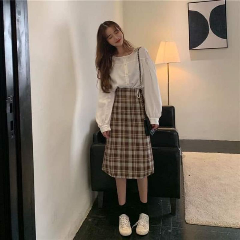 SET SƠ MI CHÂN VÁY CARO | BigBuy360 - bigbuy360.vn