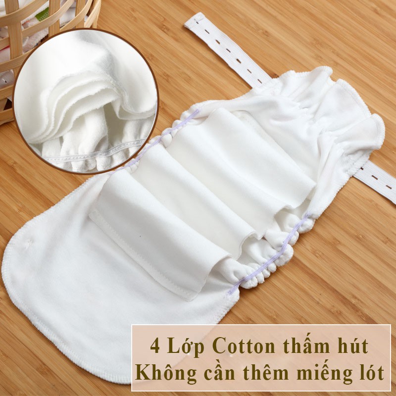 Combo mua 10 tặng 2 - Loại 4 lớp vải thấm - Bỉm Vải chống hăm Mommykids Ban ngày FreeSize dùng cho bé từ 1-24 tháng tuổi