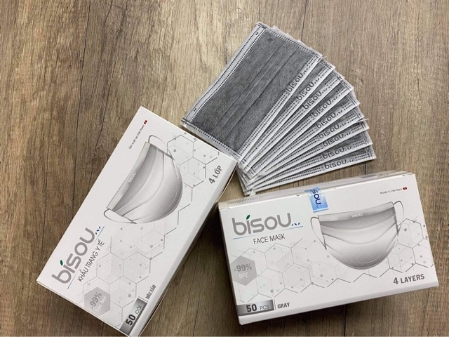 [Chính hãng] khẩu trang y tế bisou đủ màu 4 lớp - hộp 50c | BigBuy360 - bigbuy360.vn