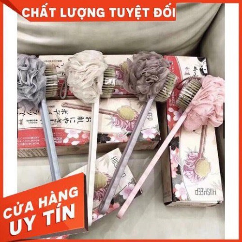 Cọ lưng 2 đầu kèm bông tắm siêu tiện lợi