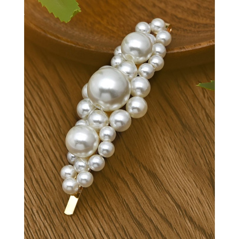 Kẹp tóc đính giả ngọc trai dạng thon dài