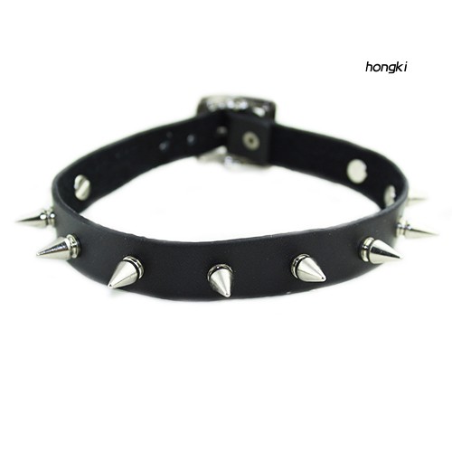 Vòng Cổ Choker Da Nhân Tạo Phối Đinh Tán Phong Cách Gothic Cho Nam Và Nữ