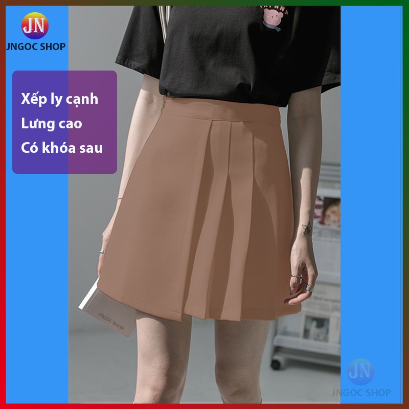 Chân váy chữ A ngắn xếp ly lưng cao, Chân váy ngắn xếp li công sở cạp cao có quần trong chống lộ | BigBuy360 - bigbuy360.vn