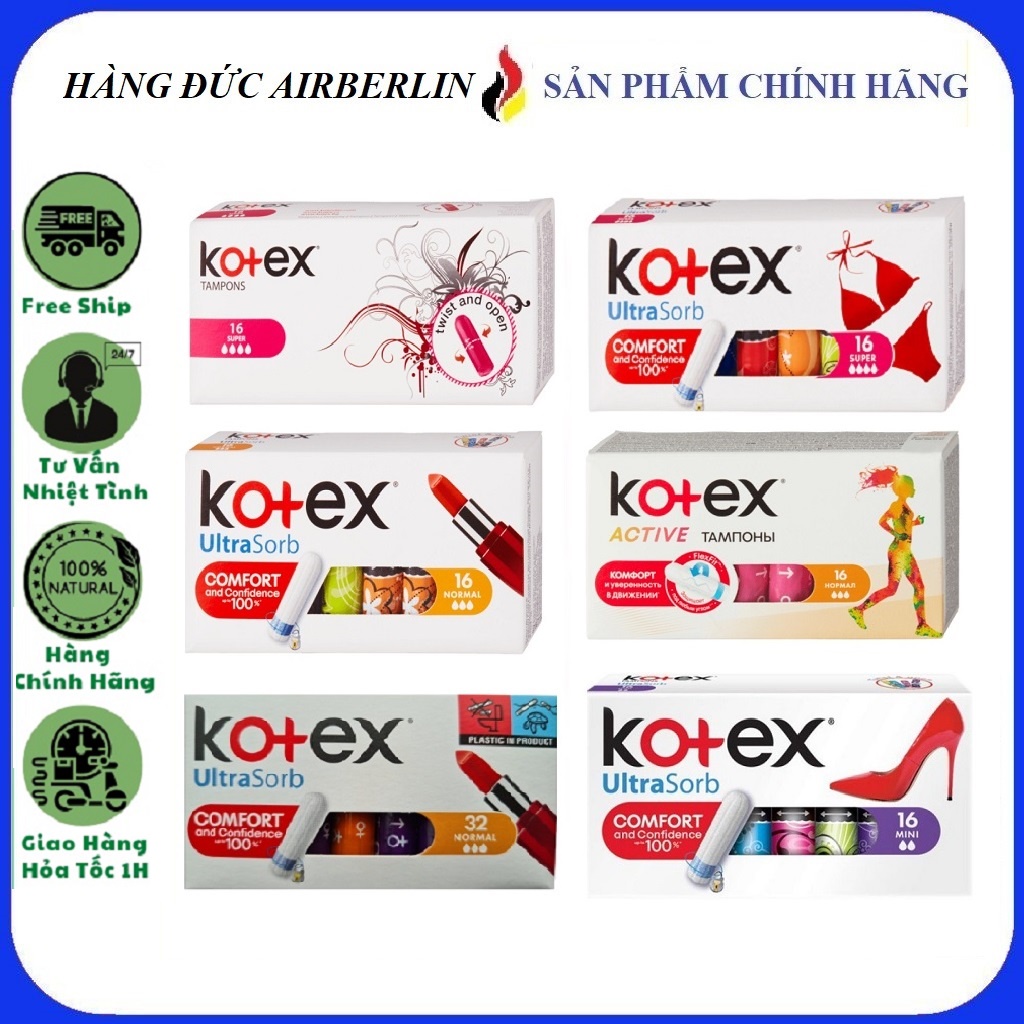 Băng Vệ Sinh Tampon Kotex Nhập Khẩu Châu Âu