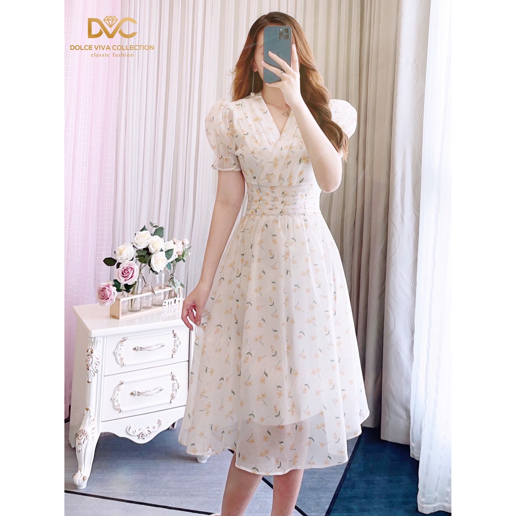 Váy xòe thiết kế V1916 - QUEEN SHOP DOLCE VIVA COLLECTION(ảnh người mẫu+ảnh trải sàn do shop chụp tự chụp)