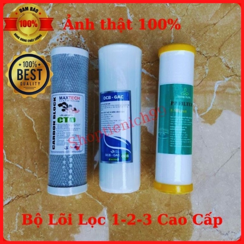 Bộ Lõi Lọc Nước 1-2-3 Chính Hãng - Chuyên Dùng Cho Nguồn Nước Có Nhiều Kim Loại Nặng Và Đá Vôi.