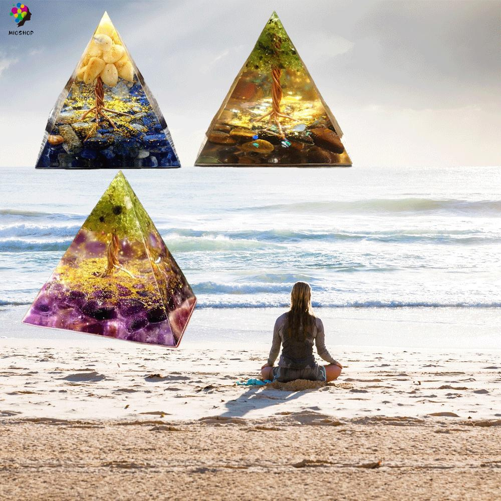 MIOSHOP Gifts for Women Peridot and Sodalite Boost Immune System Positive Energy Generator Orgone Pyramid Chakra|Shelf Decor Orgonite|Decor EMF Protection Healing Hand Craft|Pedestals