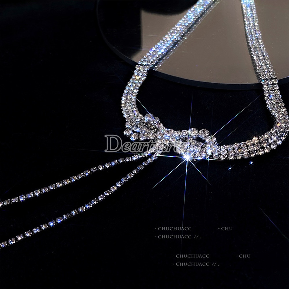 Vòng cổ Mặt Nhẫn Đính Đá Phối Tua Rua Thời Trang Sang Trọng Cho Nữ