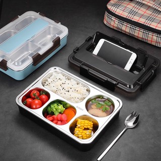 Hộp đựng cơm văn phòng giữ nhiệt 6 ngăn inox 304 + đũa thìa inox