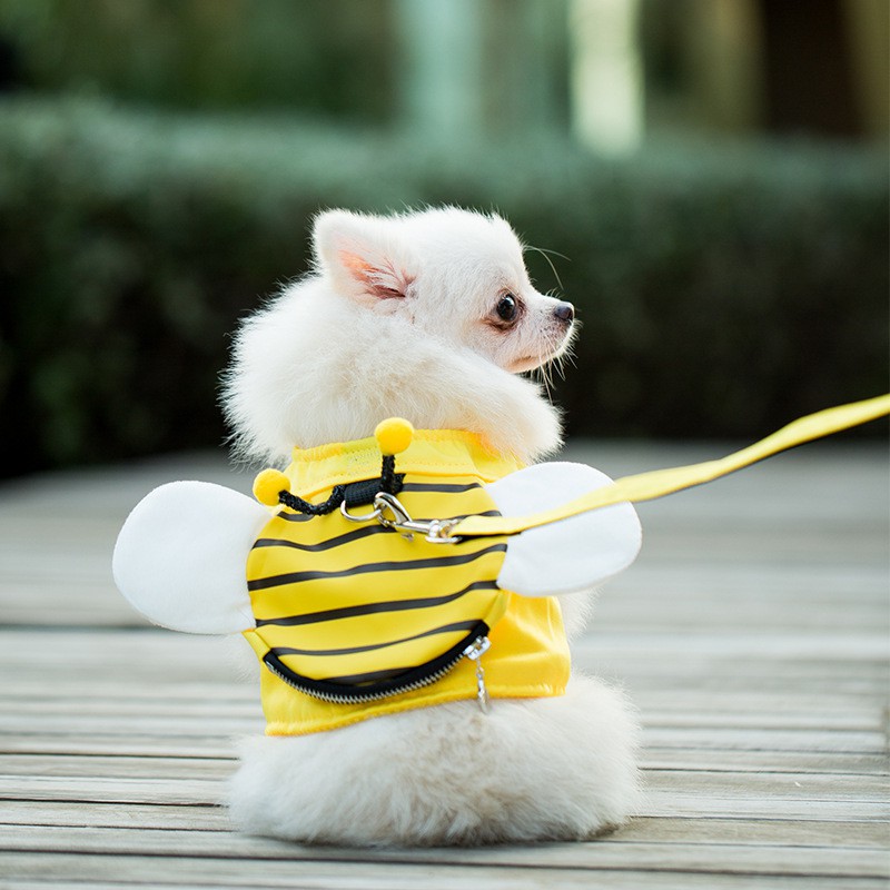 COMBO áo và dây dắt chó mèo con chất liệu cotton mát, hình động vật dễ thương DCM13