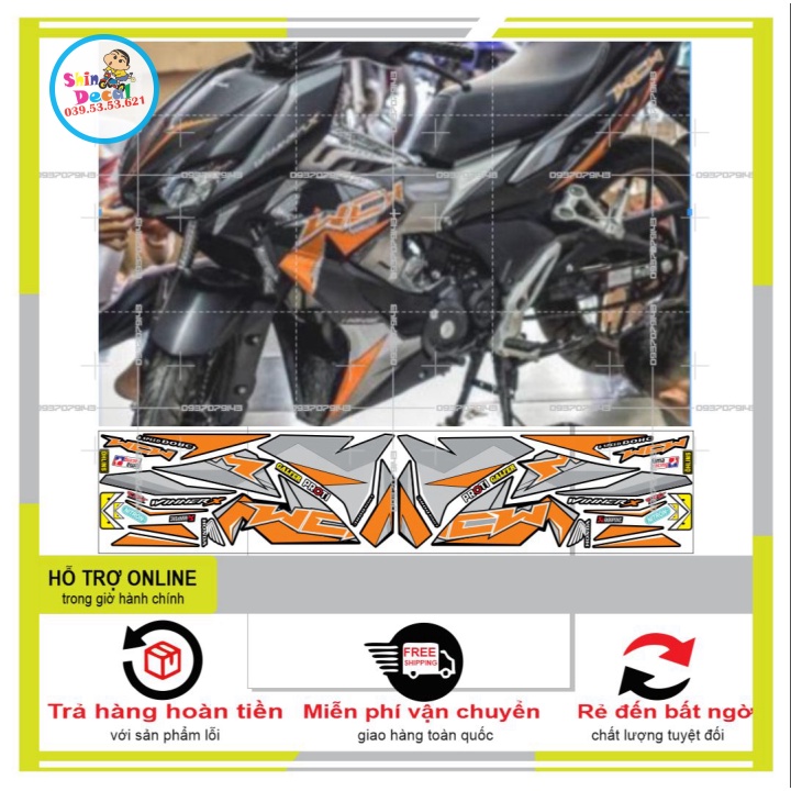 TEM XE WINNER X MẪU ZIN CAM ĐEN -- SHIN DECAL 2