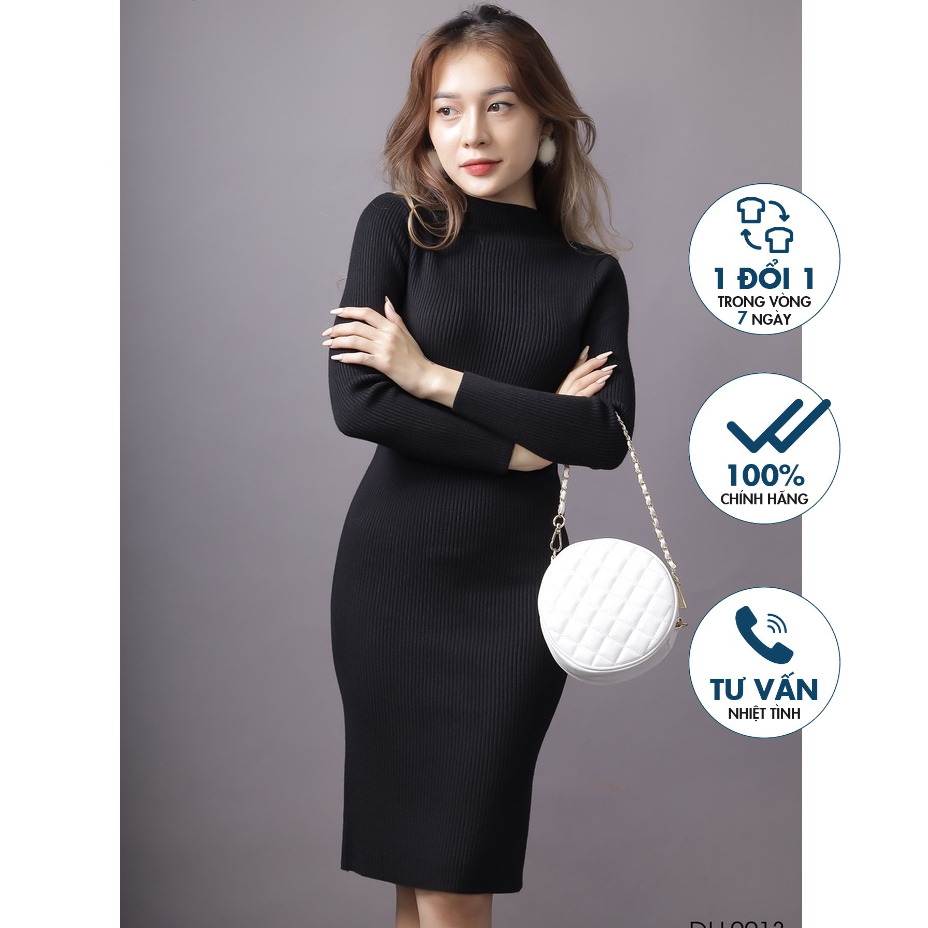 Đầm len Emspo dáng ôm, cổ cao 5 phân dễ phối đồ DLL0013